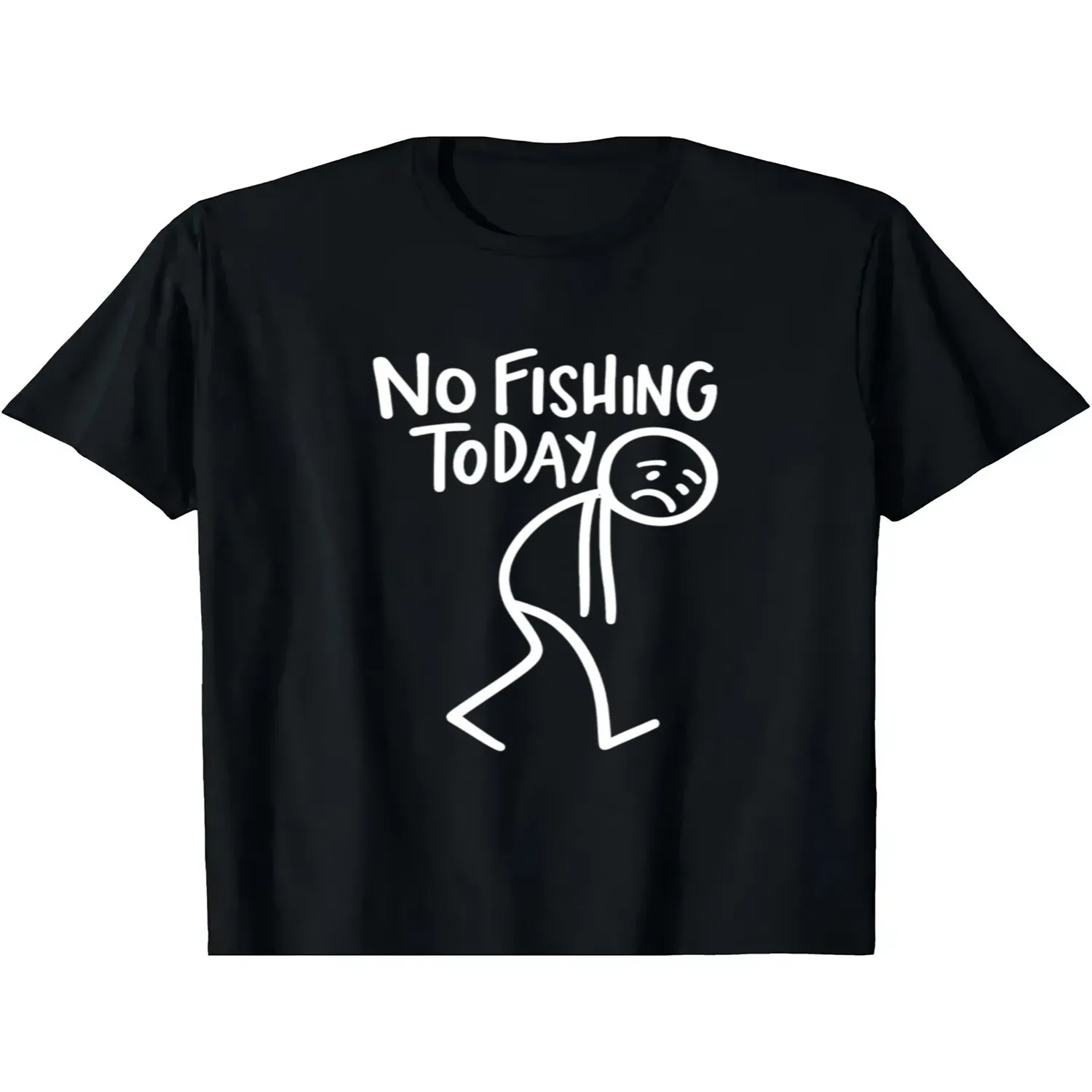 Men'S Funny Fishing Dad Joke T-Shirt - _No Fishing Today_ Graphic Tee with Sad Cartoon Character - Shirt - Lightweight Everyday Casual And Outdoor Fishing Gift for him, Retro graphic tee