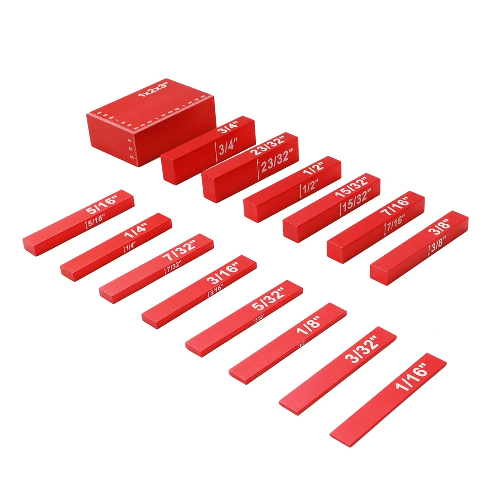 【BLACK FRIDAY】Setup Blocks Height Gauge ,Woodworking Bars Marked Engraving Size,15PCS Precision Setup Bars For Router Table Saw