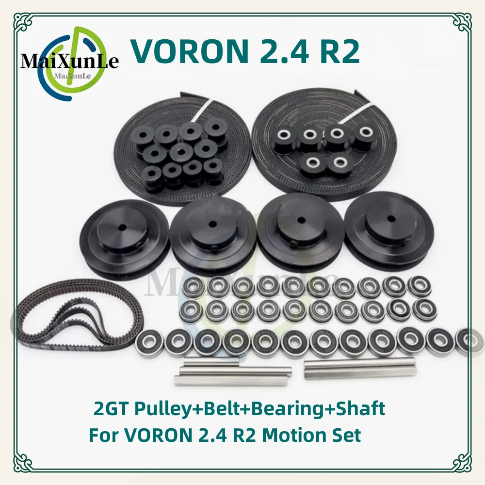 VORON 2.4 R2 Motion Parts GT2 LL-2GT RF Open Timing  Belt 2GT16T/20T/80T Tooth Pulley 2GT-188 Shaft Bearing 625 F695 2RS