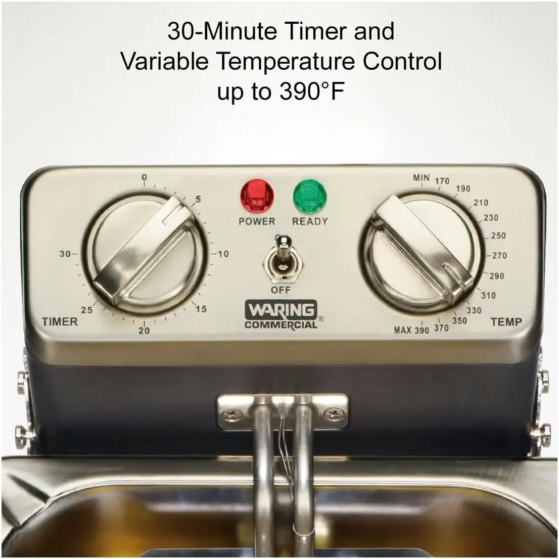 التجاري WDF1000 الثقيلة 10 رطل. مقلاة عميقة سلة واحدة، تتضمن 3 سلال قلي وغطاء ليلي - 1800 وات، 120 فولت، 5-15 قابس، فضي