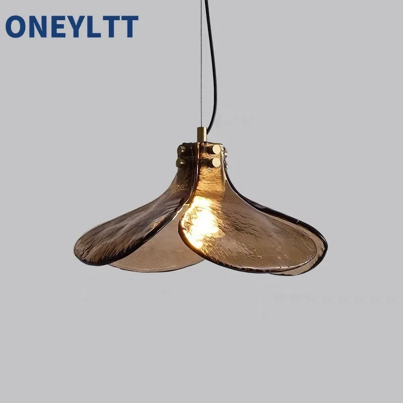 

Изголовье спальни в стиле ваби-саби, четырехлистный клевер, чайный цвет, полностью медный подвесной светильник, стеклянное освещение для ресторана в стиле ретро