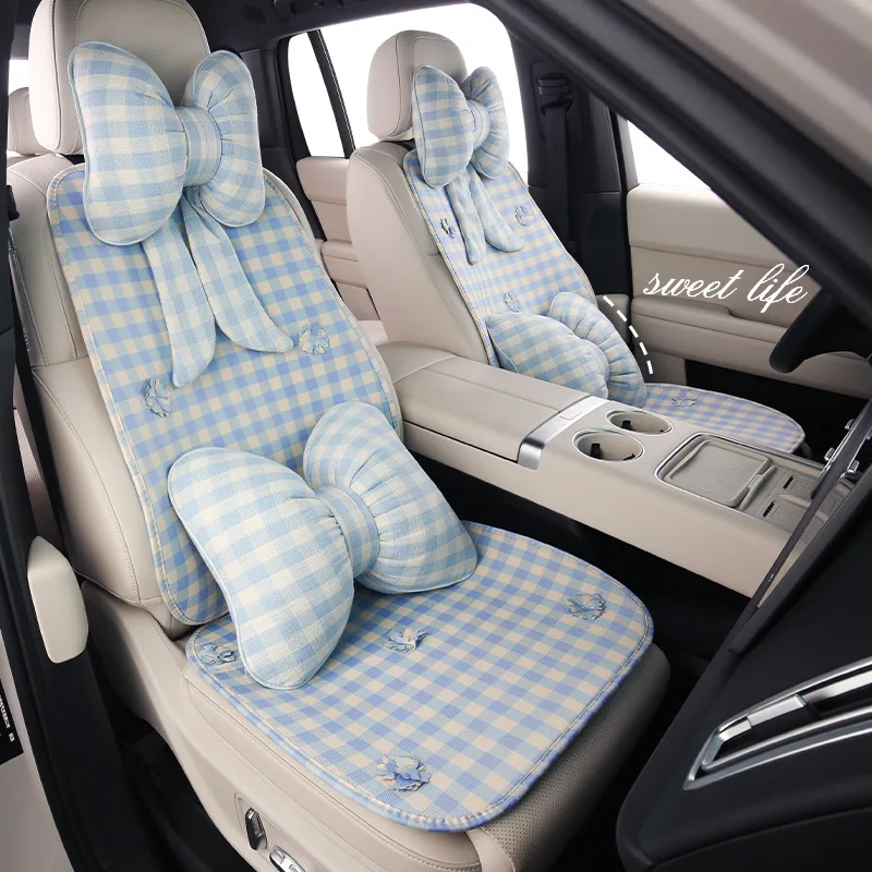Car Seat Cover for Front Rear Universal Flax Car Seat Cushion Protector Pad Mat Non Slide Auto Four Season Pad Auto Interior