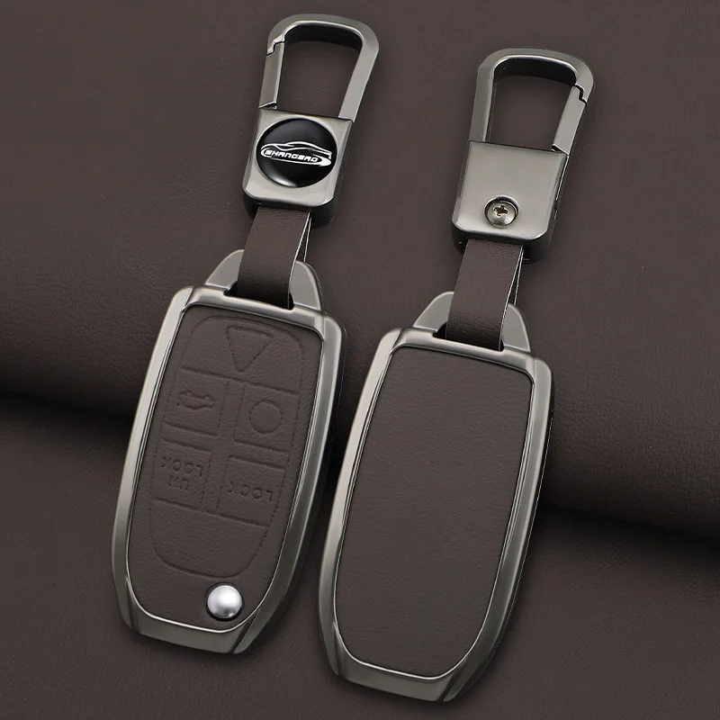 สังกะสีอัลลอยด์หนังสําหรับ Volvo XC90 XC70 S80 S60 S40 V70 V50 C30 C70 5 ปุ่มรีโมทคอนโทรลพวงกุญแจ Accessorie