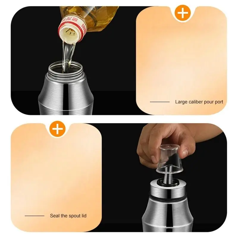 AT63-Household Food Grade Stainless Steel Oil Pot Soy Sauce Vinegar Bottle Waist-Shaped Kitchen Supplies L
