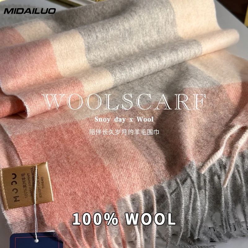 

Шарф из 100% чистой шерсти, женский зимний шарф, минималистичный корейский стиль, однотонная теплая мягкая шаль, роскошный брендовый глушитель, пашмина