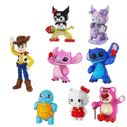 Cute Plastic Mini Blocks Cartoon DIY Building Toy MOC Bear Stitch Anime Collection Love Gift Christmas Girl Present New Year