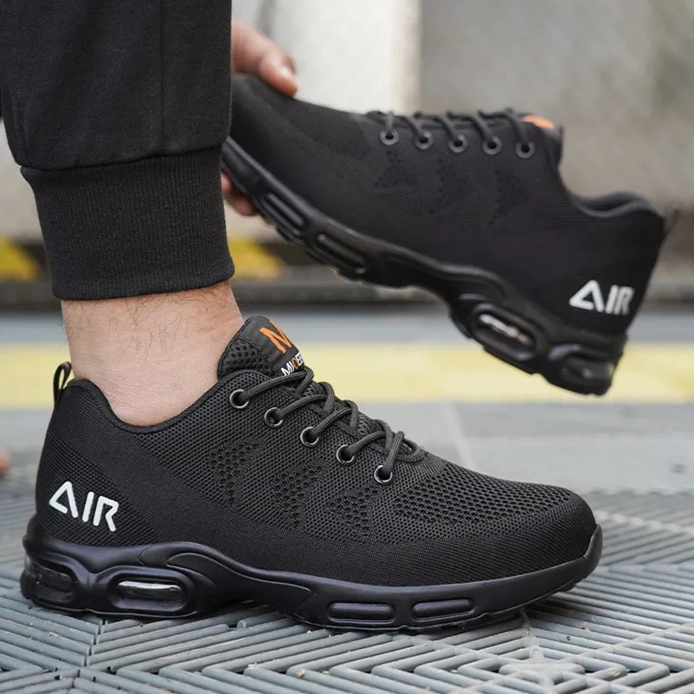 

Black Safety Shoes Breathable Work Sneakers Anti-smash Anti-puncture Work Protective Light Security Steel Toe Shoes