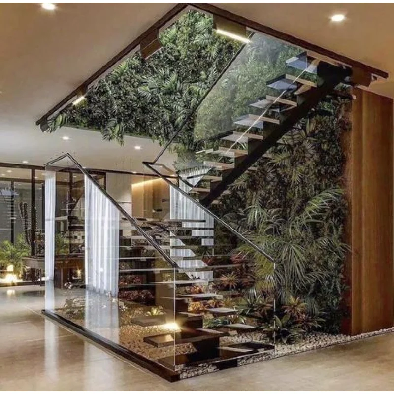 custom.Save Cost Straight Wooden Staircase Iron Straight Staircase Hot Sale Double Straight Staircase