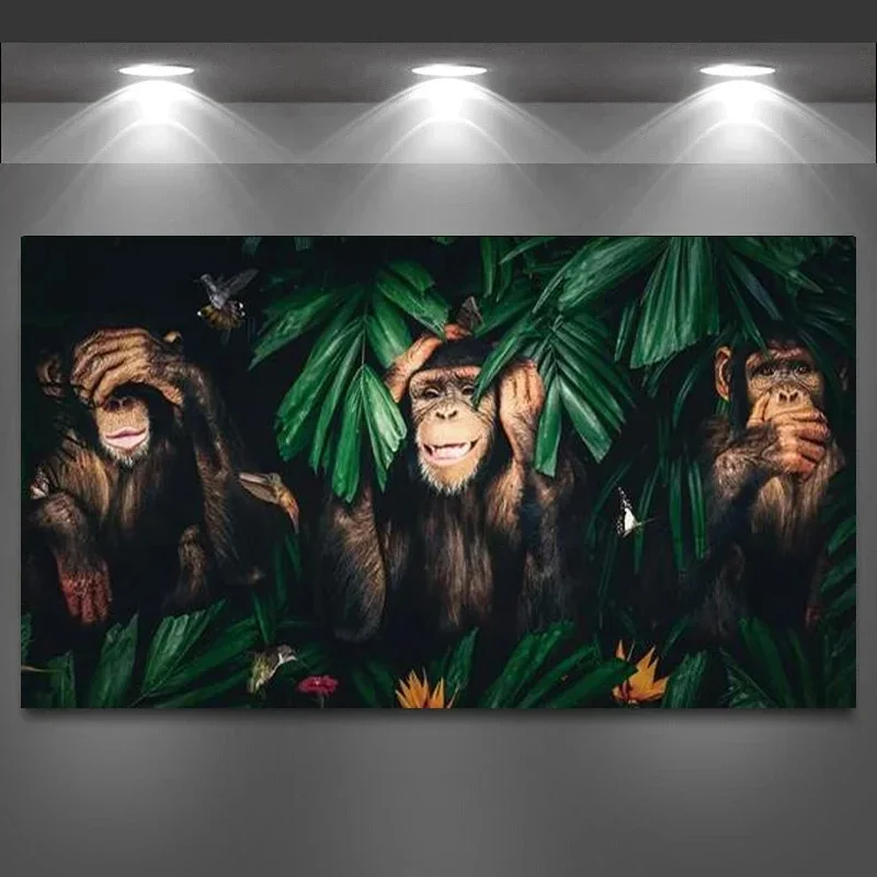 لوحات قماشية حديثة على شكل حيوانات الأدغال ، ملصقات على شكل قرد وغوريلا ، مطبوعات فنية جدارية ، صور لغرفة المعيشة ، ديكور المنزل