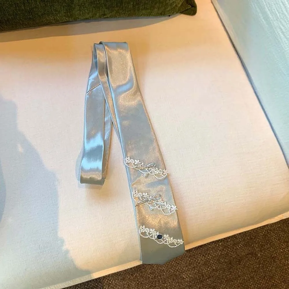 Темпераментная многофункциональная лента-бабочка Y2K, кружевное украшение, поясной ремень, сплошной цвет, роза, узкий длинный шарф, сумка, аксессуары