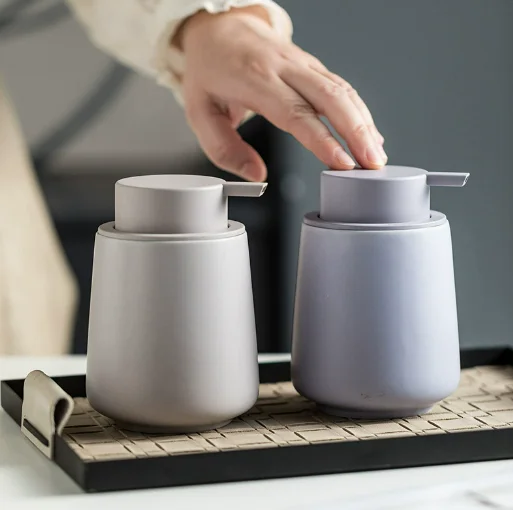 

1pc Ceramic Foam Bottle Simple Lotion Bottle Hand Sanitizer Bath Gel Shampoo Foam Press Bottle Bathroom Accessories