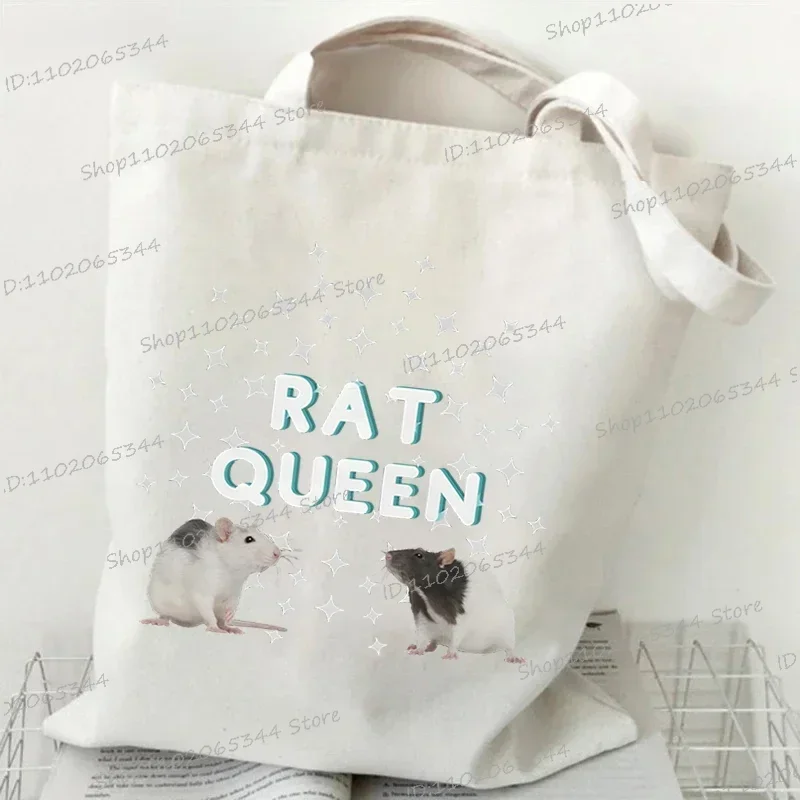 Rat Shoulder Bags Women Cartoon Animal Rat Collapsible Tote Bags Vintage Rat Fashion Shopping Bags 2023 Casual Women\'s Handbags