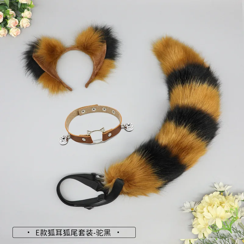 Ensemble d'oreilles et de queue de renard pour jeu de rôle d'anime, bandeau d'oreilles d'animaux en fourrure, accessoires réalistes pour vêtements en queue de fourrure artificielle
