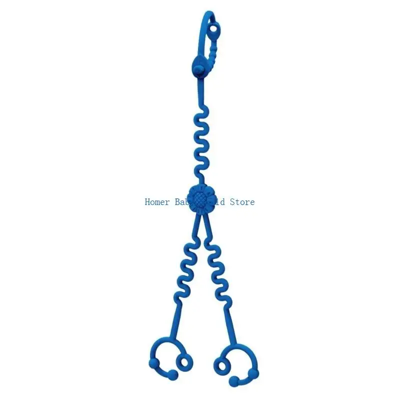 

B2QD Comfortable Silicone Toy Holder Twin Clips multifunction Baby Teether Chain Teething for Bottles & Toy