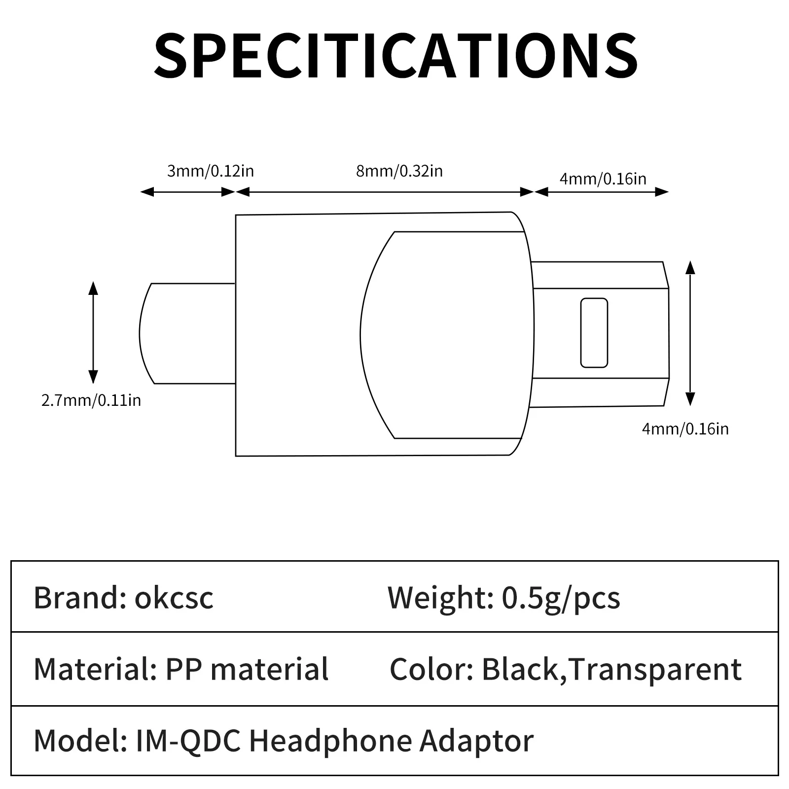 OKCSC سماعات محول QDC 2 دبوس أنثى إلى تكنيكا الصوت ذكر سماعات موصل ل AUDIO TECHNICA IM02 IM03 IM04 IM50 IM70