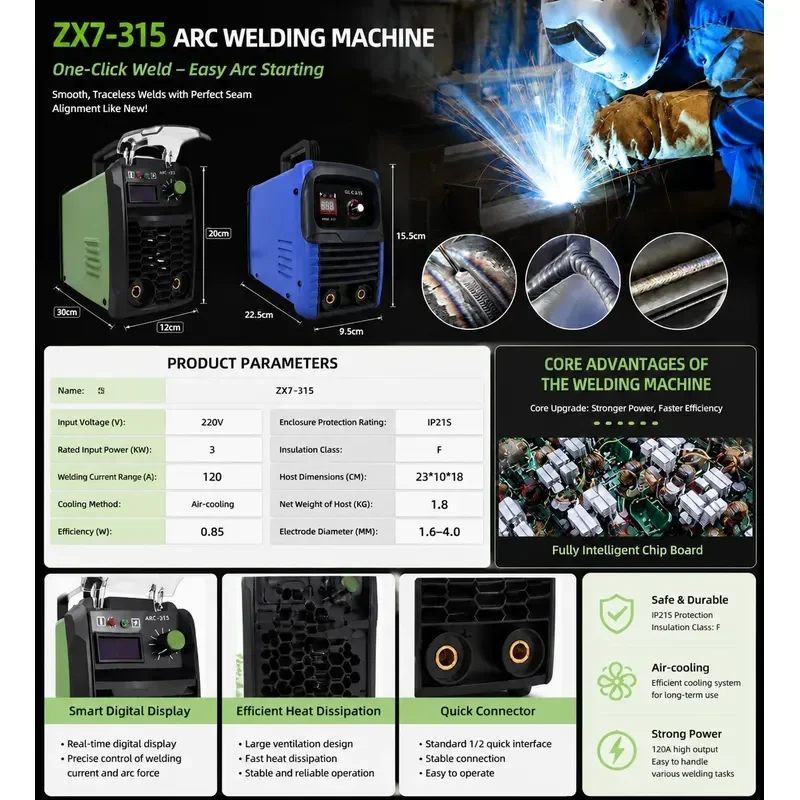 220V Handheld Welding Machine, Household Portable High Power Welder, Intelligent Digital Display, Large Blade Heat Dissipation