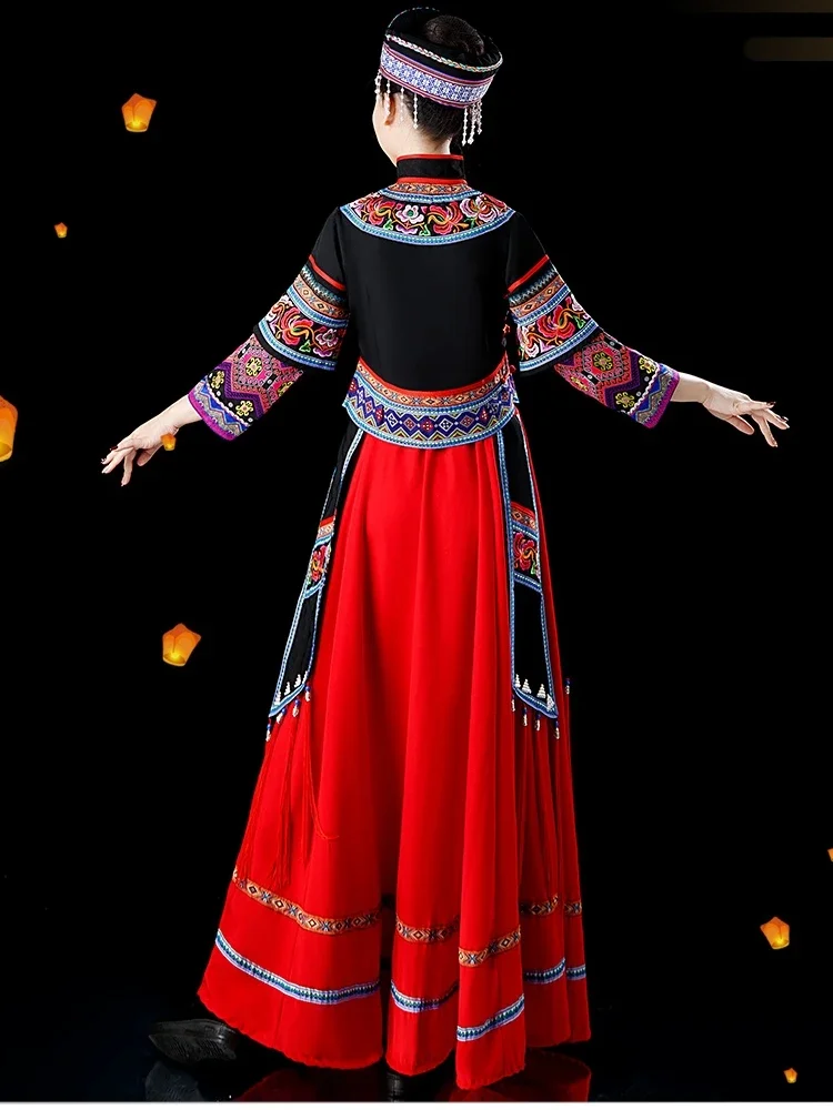 3-piece costume set for dance performance of adult ethnic minorities in Guangxi, Yunnan, Yao and Miao ethnic groups