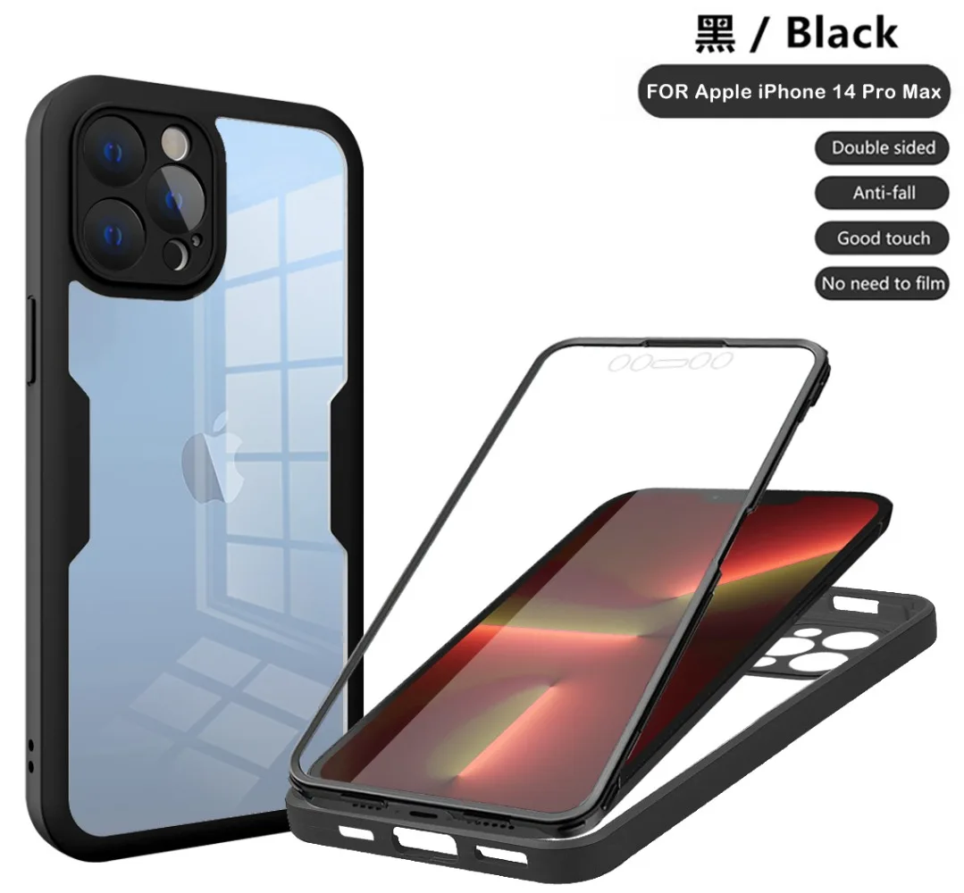 360 Full Cover Silicon Case For iPhone 16 Pro Max 15 13 11 12 14 Pro Max X XS SE 7 8 Plus With Screen Protector Shockproof Cover