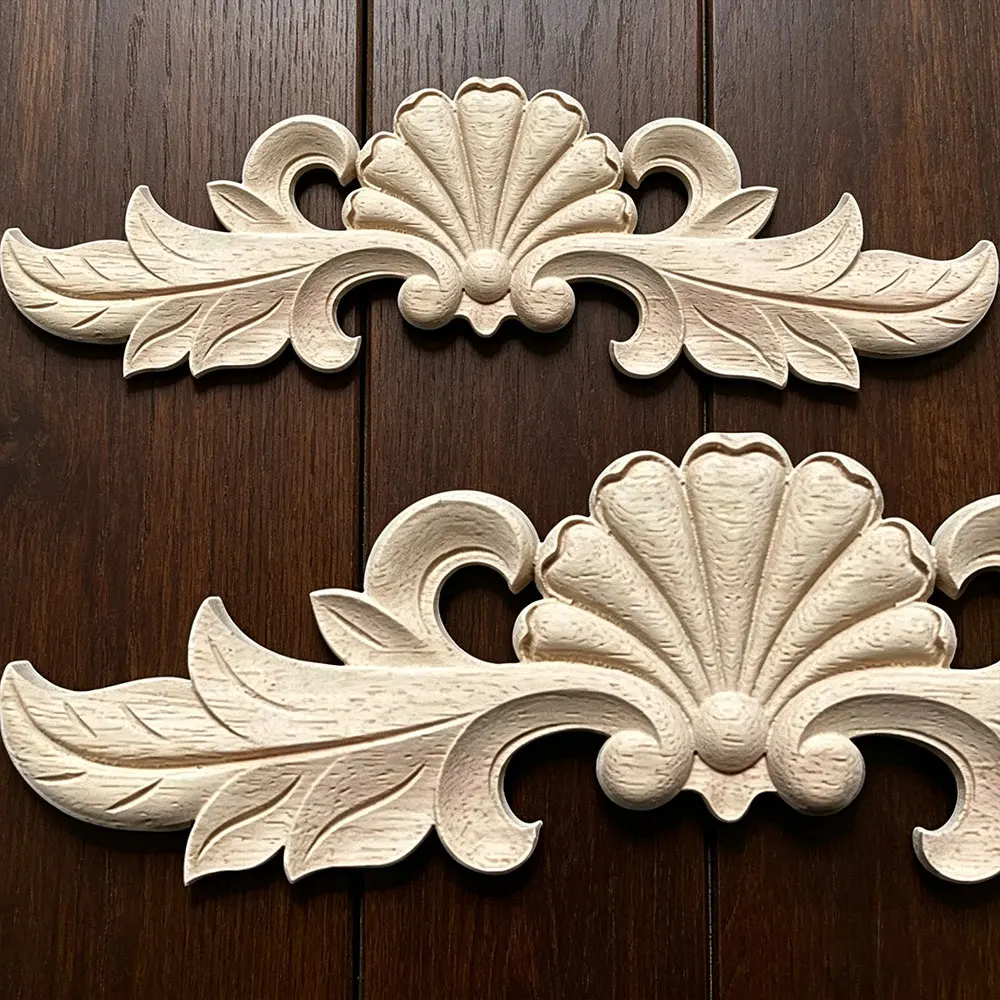 

2PCS 30-40cm Wood Carved Onlay Appliques for Furniture Cabinet Unpainted Frame Wooden Mouldings Decal Home Furniture Decoration