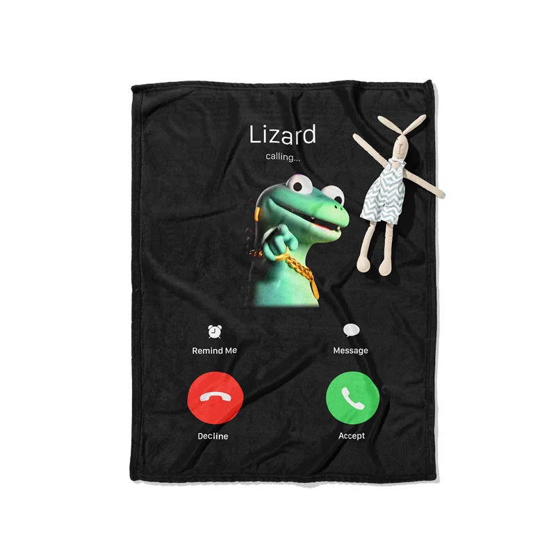 Gaslight Gatekeep Girlboss Funny Lizard Is Calling Meme Throw Blanket Lizard Soft Fleece Blanket for Couch Bedroom Living Room