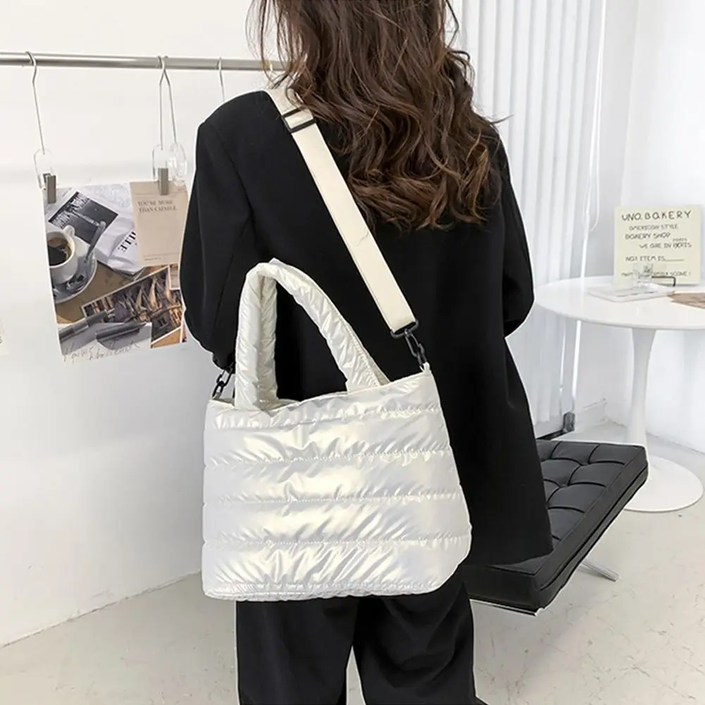 Women Puffer Tote Bag Quilted Puffy Handbag Lightweight Down Cotton Padded Shoulder Bag Down Padding Crossbody Handbag view 4