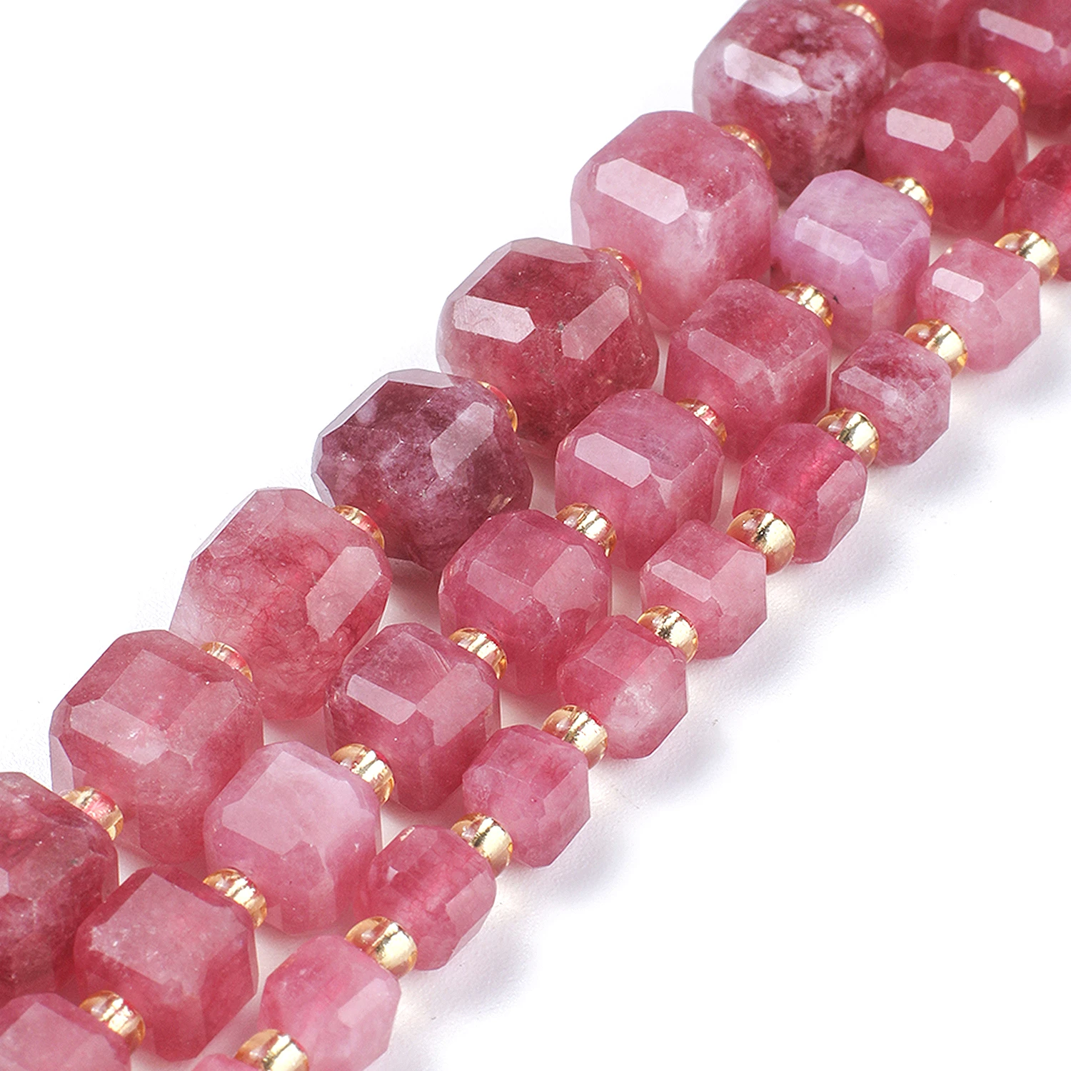 Großhandel rosa Turmalin Jade Stein Perlen facettierte quadratische Würfel Perlen für Schmuck machen Diy Armband Perlen Zubehör – Detail 6