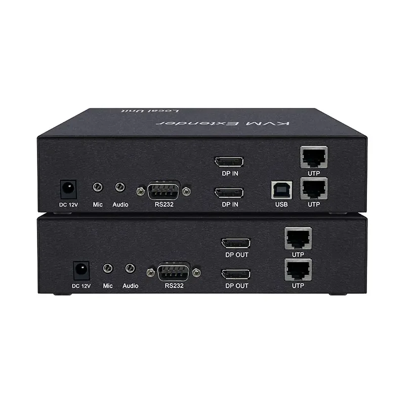 150m/492ft 4K 2-CH DP Kvm Extender over Cat5e/6/7 Cable Ethernet Extender with USB2.0 Audio RS232 DP Extender