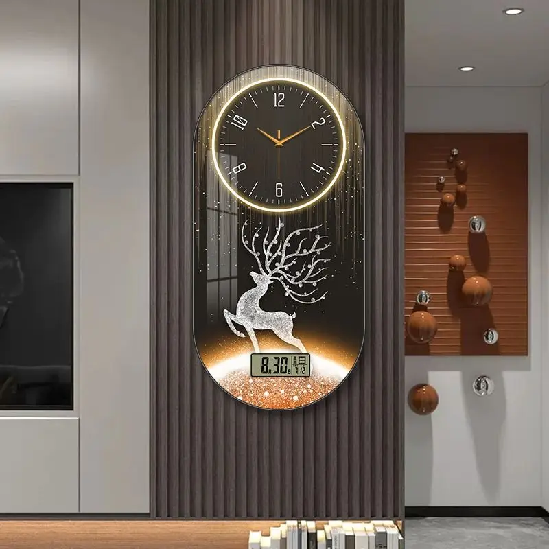 Modern Light Luxury Wall Clocks, Living Room, Home, Dining Room, Porch, Decorative Painting, Perpetual Calendar, Electronic Wall