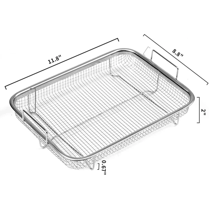 Stainless Steel Air Fryer Grill Basket Non-Stick Air Fryer Mesh Basket Air Fryer Tray Wire Rack Basket