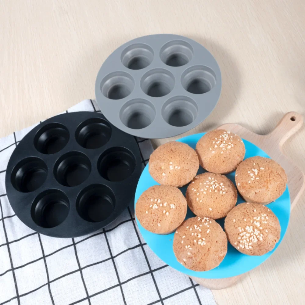 7 Holes Airfryer Silicone Muffin Pan Cupcake Mold Air Fryer Accessories Non Stick Mini Cake Mould Bakeware Accessories Kitchen