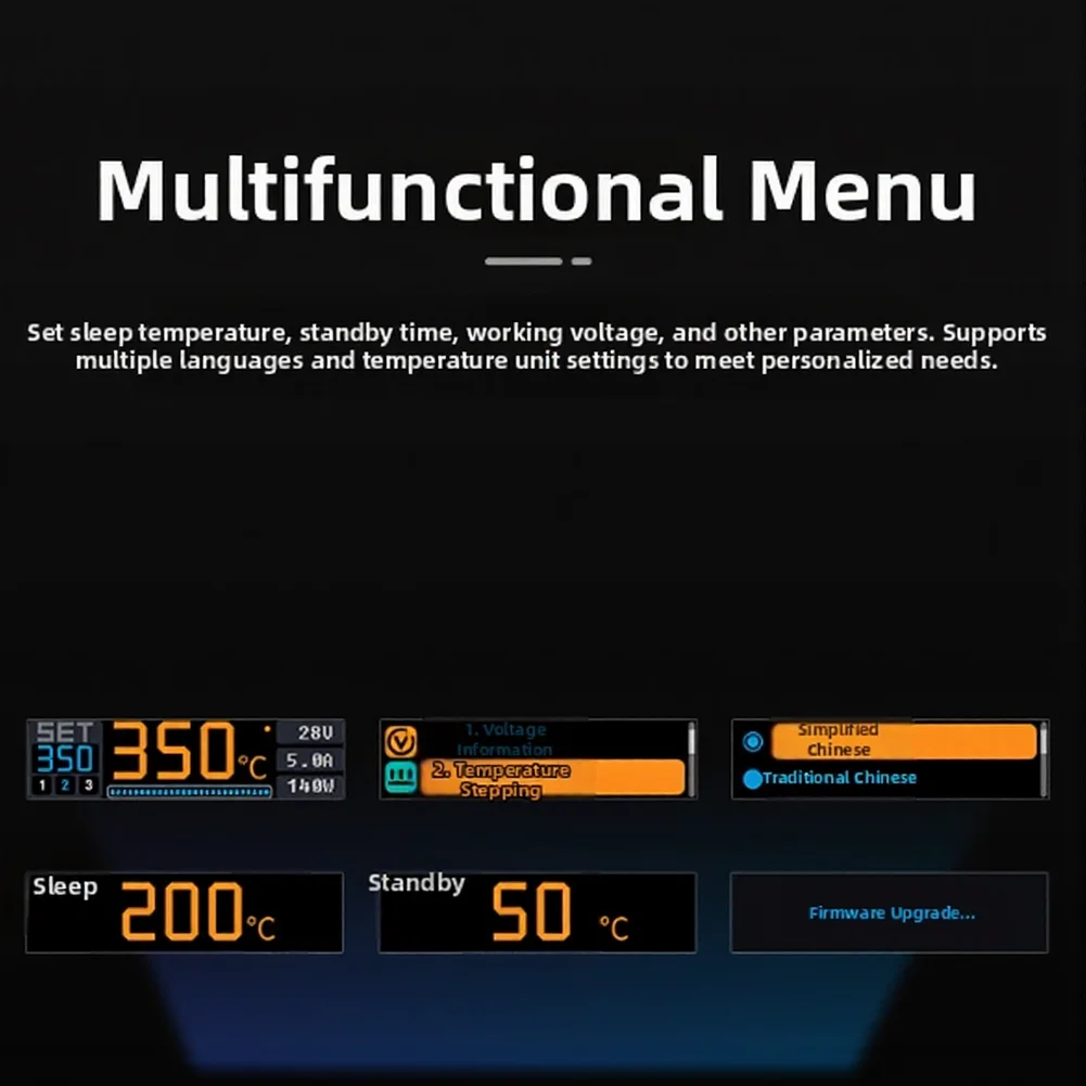 

User Friendly Smart Soldering Iron with Intuitive Menu Navigation on IPS Screen and Smooth Operation Across Various Power Levels