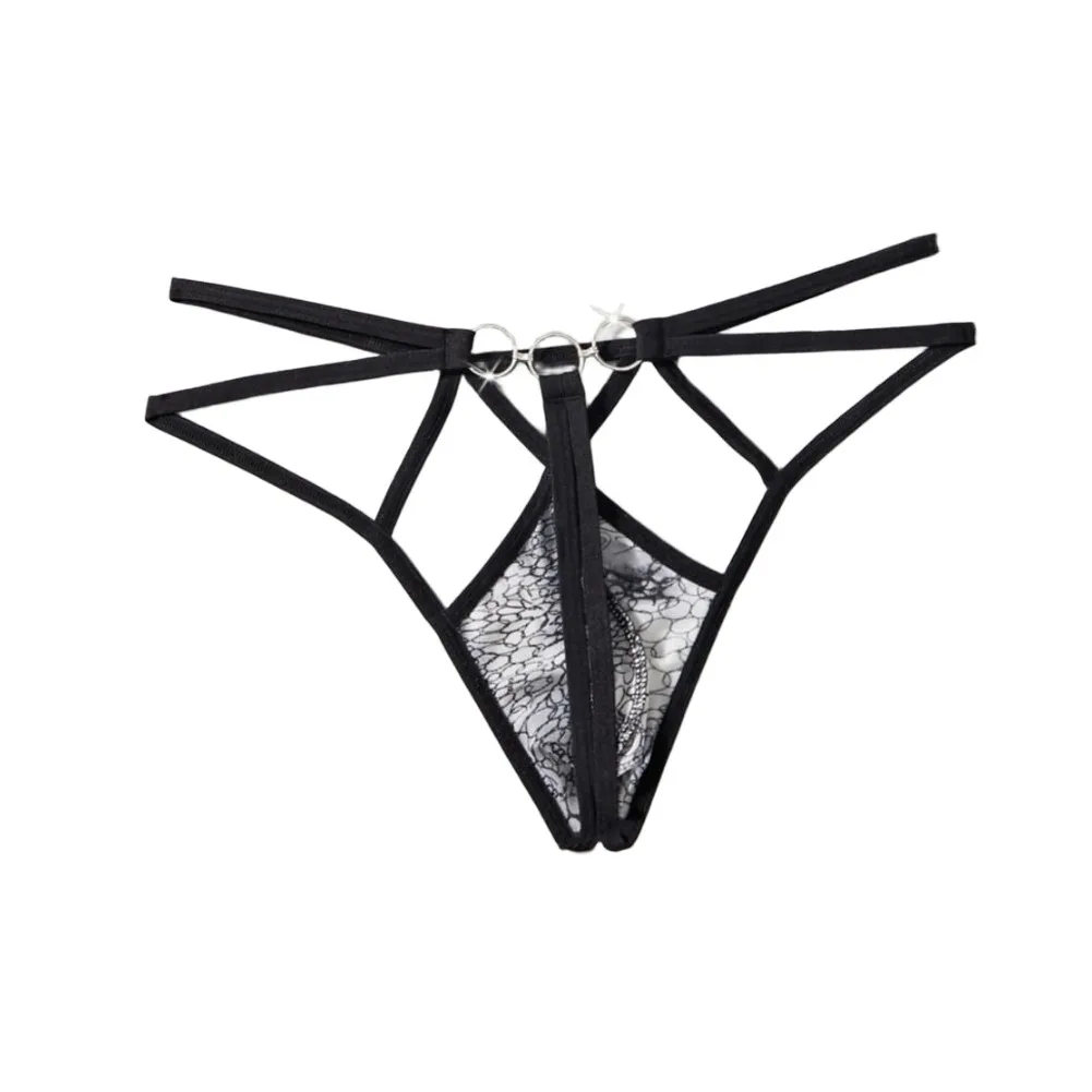 Man's Printed Underwear Breathable Mesh T-Panties Men Sexy Low Waist Thong T-back G-strings Shorts Bulge Pouch