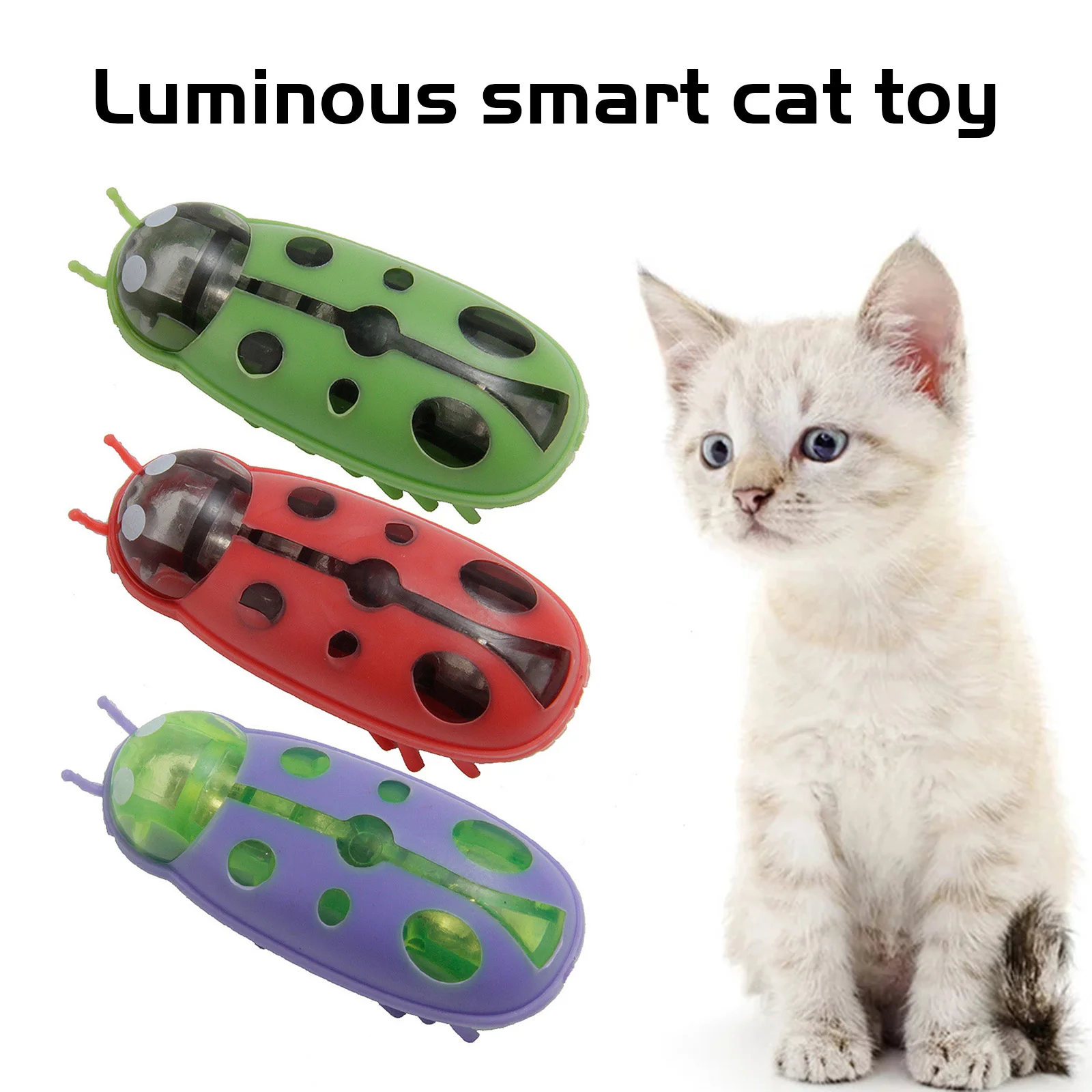 1Pc Electronic Jumping Bug Interactive Pet Toy Ladybug Model for Cats and Dogs Funny Moving Nano Insect Kitten Puppy Gift