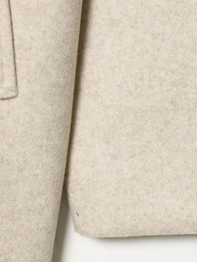 เสื้อโค้ทผู้หญิงแฟชั่นฤดูหนาว ผ้าเนื้อนุ่ม แต่งปกขนเฟอร์เทียม กระดุมสองแถว สไตล์หรูหราลำลอง สำหรับผู้หญิง