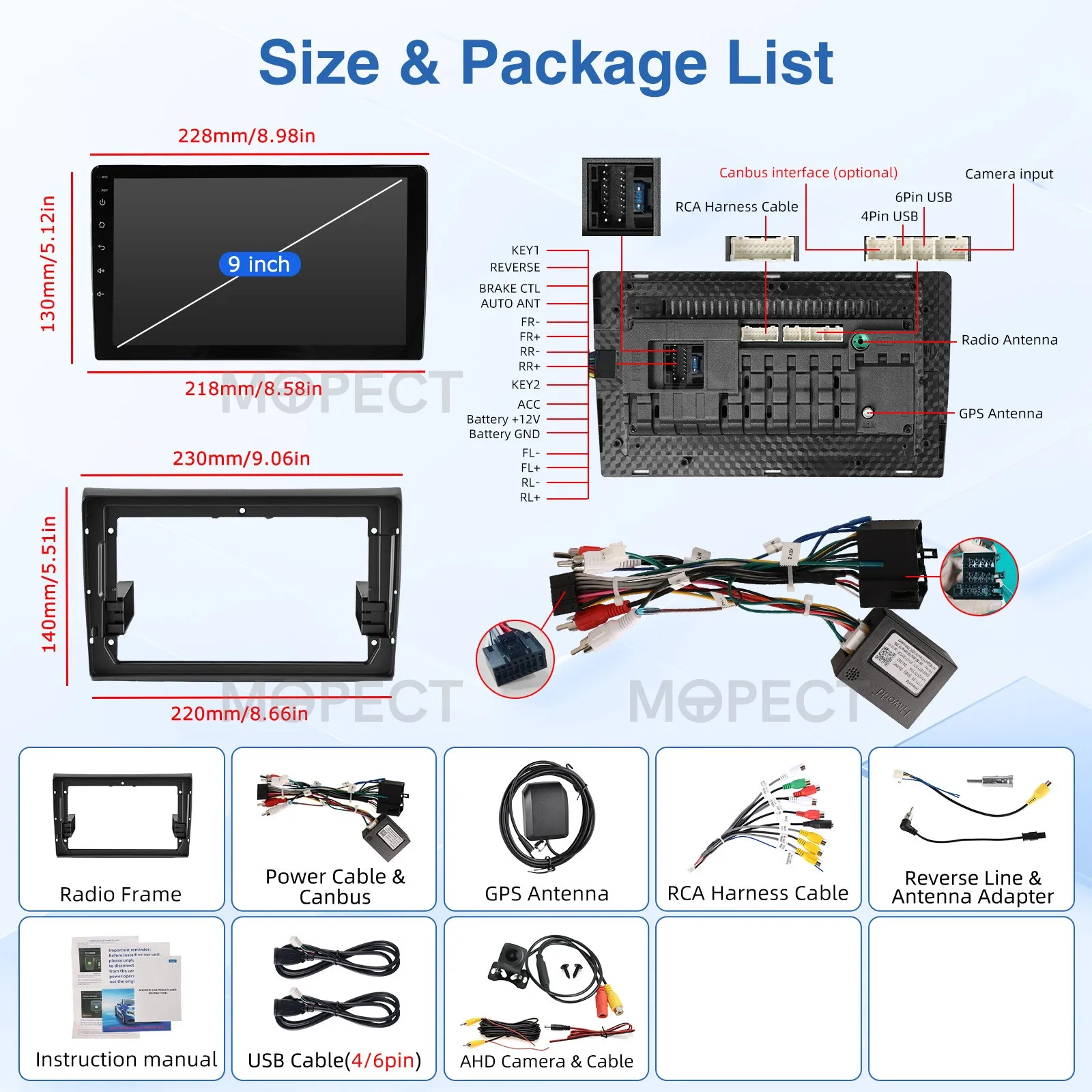 MOPECT Android 15 Autostereo Draadloze CarPlay Android Auto Radio 4+64G GPS Navigatie RDS Wifi Voor Fiat Bravo 2007 2008 2009 2010-2012