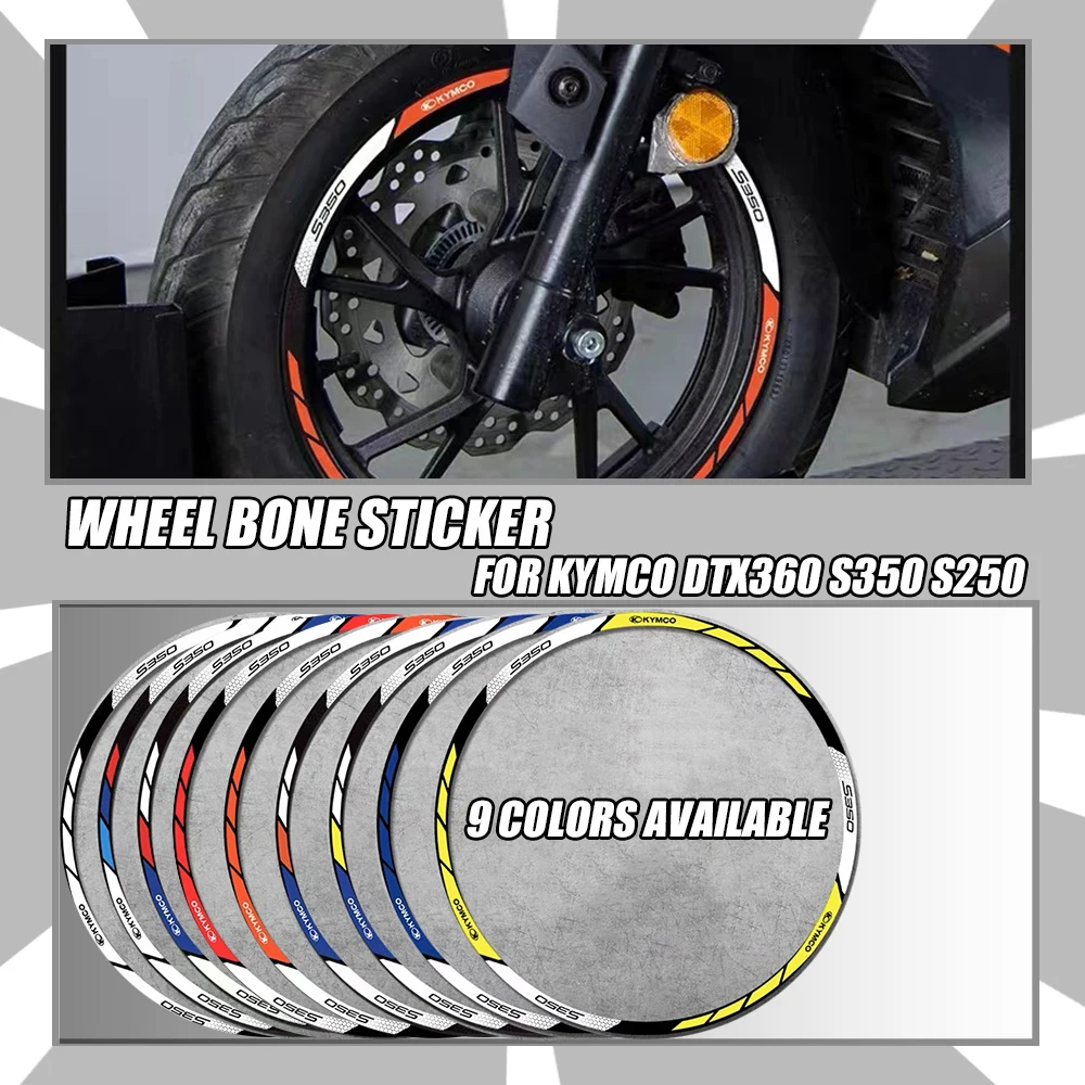 FOR KYMCO DTX360 DTX 360 S350 S250 Motorcycle Decorative Accessories Hub Decals Reflective Waterproof Wheel Bone Stickers