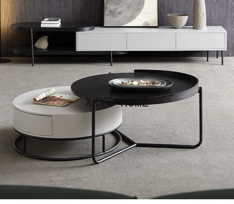 

Italian Minimalist Coffee Table TV Cabinet Combination Nordic Light Luxury Coffee Table Floor Cabinet Combination Set