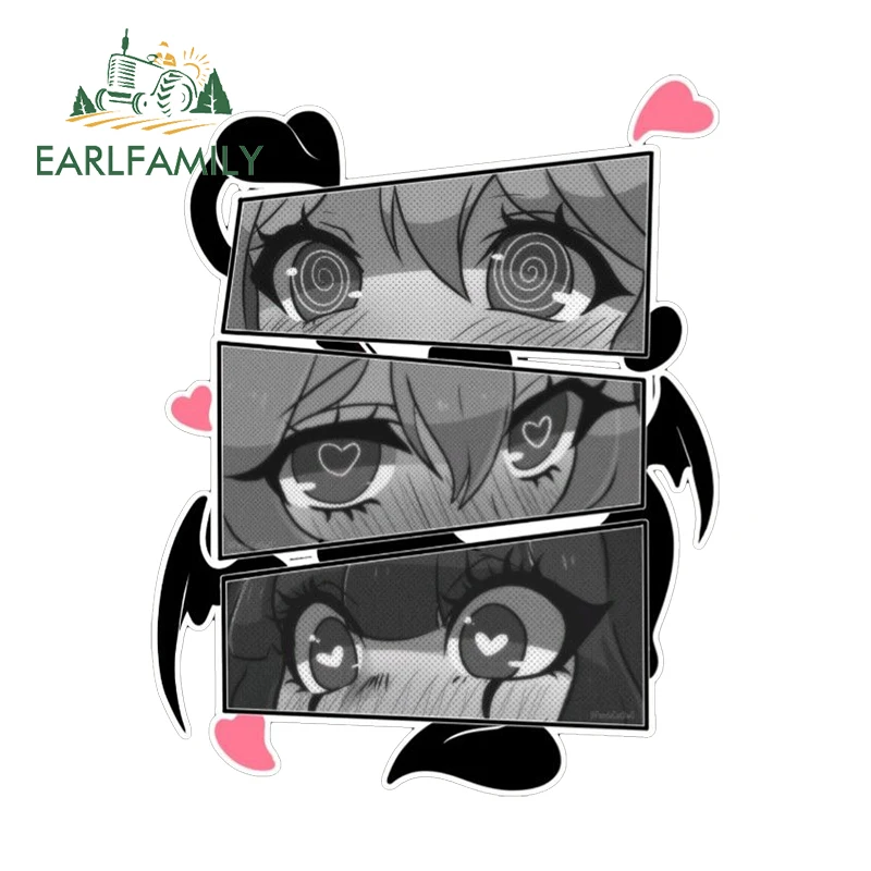 EARLFAMILY For Demon Girl Eyes Cartoon Car Stickers Special Amusing Graffiti Light Switch Design Decals Waterproof Car Wrap