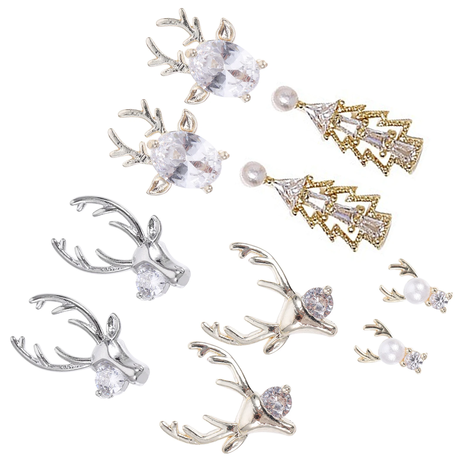 

16pcs 3D Deer Charms Zircon Antler Studs For Manicure Decoration Diy Crafts Phone Case Mirror Card Jewels Antler Nail
