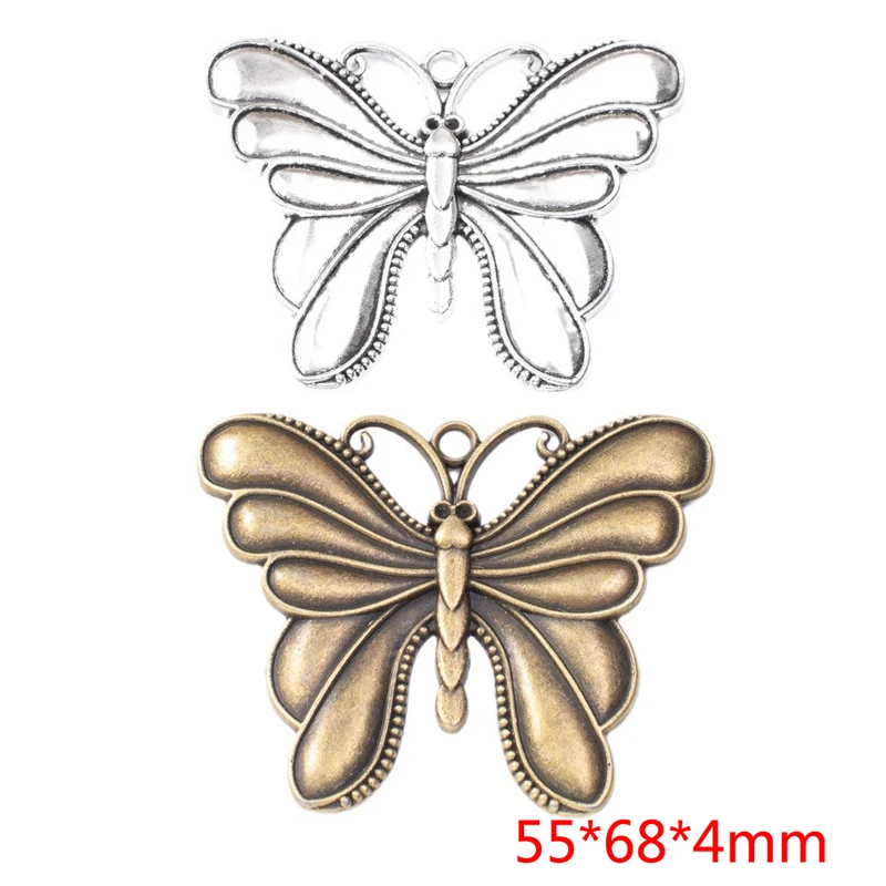 10pcs 55*68MM Zakka Style Wedding Creative Gift Alloy Butterfly Jewelry, Vintage Classic Handmade Diy Sweater Necklace Pendant.