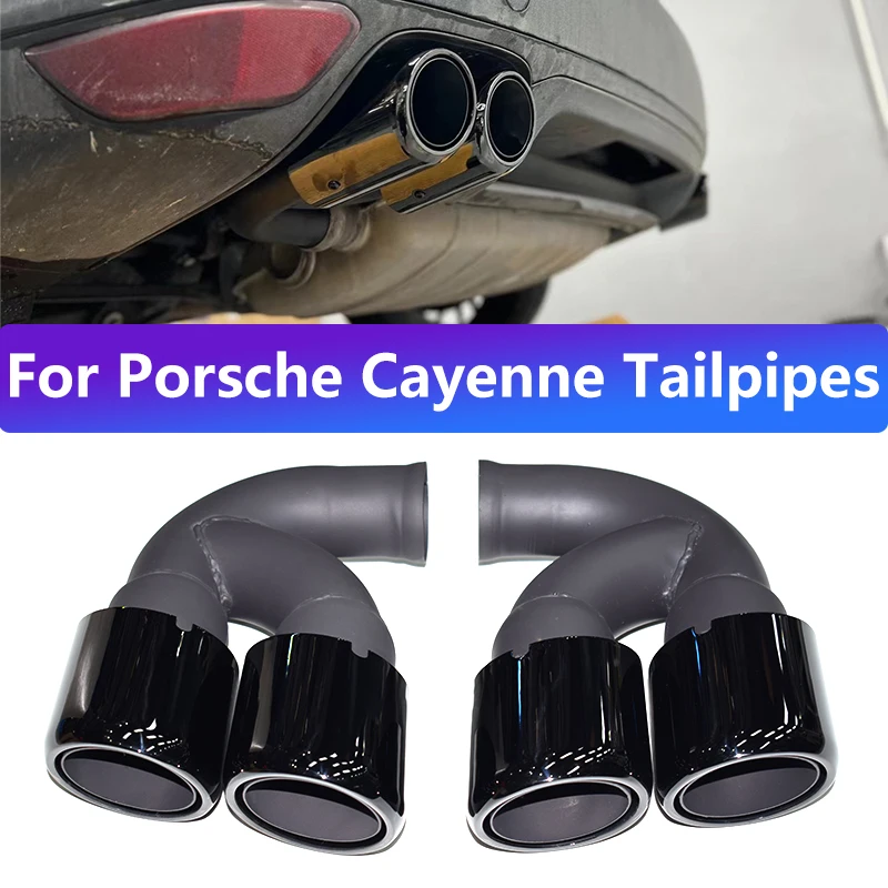 

For 2011 to 2014 Porsche Cayenne 958-1 Exhaust Pipe Upgrade GTS Stainless Steel Square Mouth Black Muffler Tip Nozzle