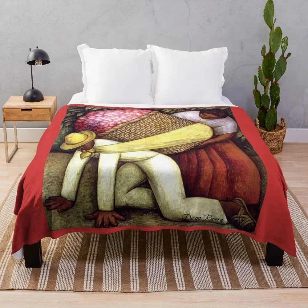 

Famous Artist: Diego Rivera - The Flower Carrier (1935) Throw Blanket Cozy Microfiber Throw Blanket for Home Bedroom
