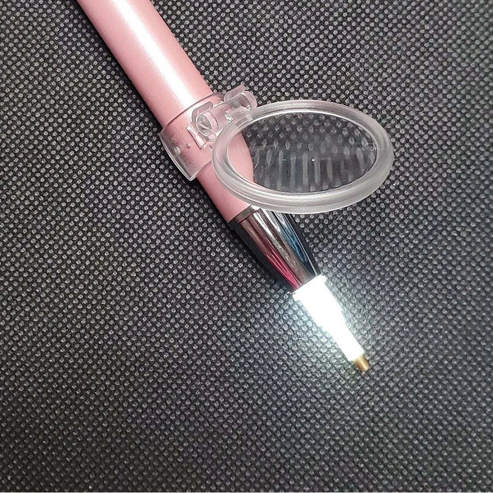 Diamond Pen Magnifying Glass Drill Pen Round Magnifier Clip on Diamond Art Pen Drill Magnifier for Painting Drawing Embroidery