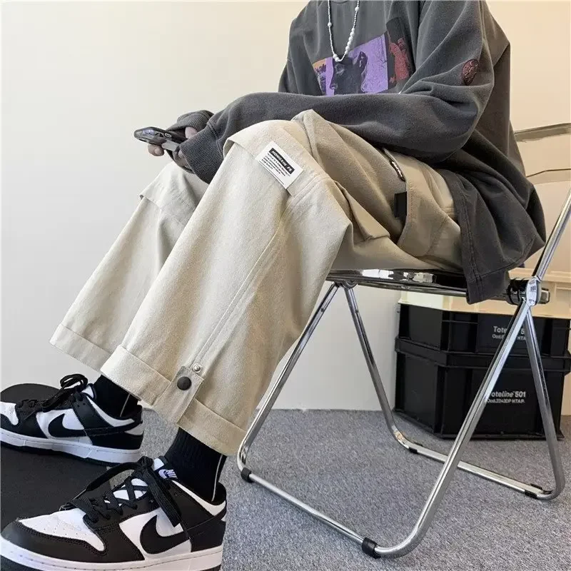 2024 Spring New Wide Leg Cargo Pants Men Korean Fashion Streetwear Baggy Joggers Pants Men Sweatpants Leisure Men Clothing Y2k