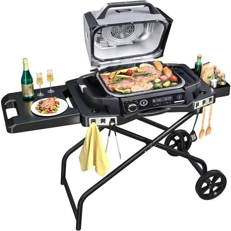 

GRISUN Portable Grill Cart for Ninja Woodfire Grill OG700 Series, Folding Outdoor Grill Stand for Ninja OG701, Pit Boss