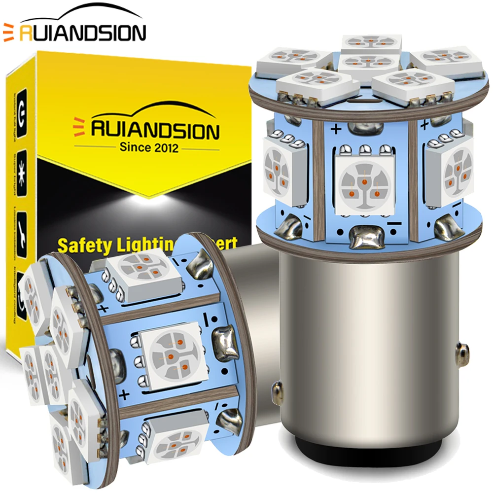 

Ruiandsion Car LED Signal Light 1157 BAY15D P21/5W Brake Bulb DRL 6V 12V 24V Non-polarity White Red Yellow 4300K Fit Motorcycle