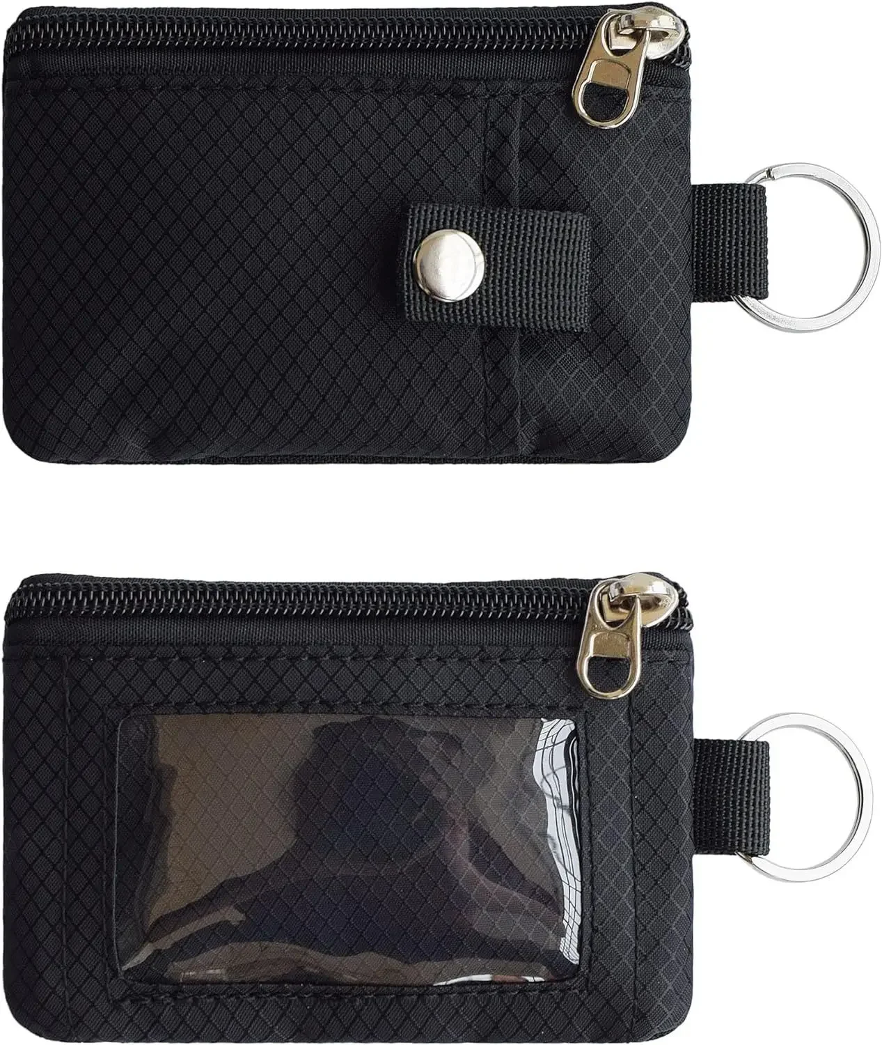 Card Bag Small Wallet with ID Window Waterproof Zipper Case Bag with Lanyard Keychain Card Cash Coin Wallet Multi Tool