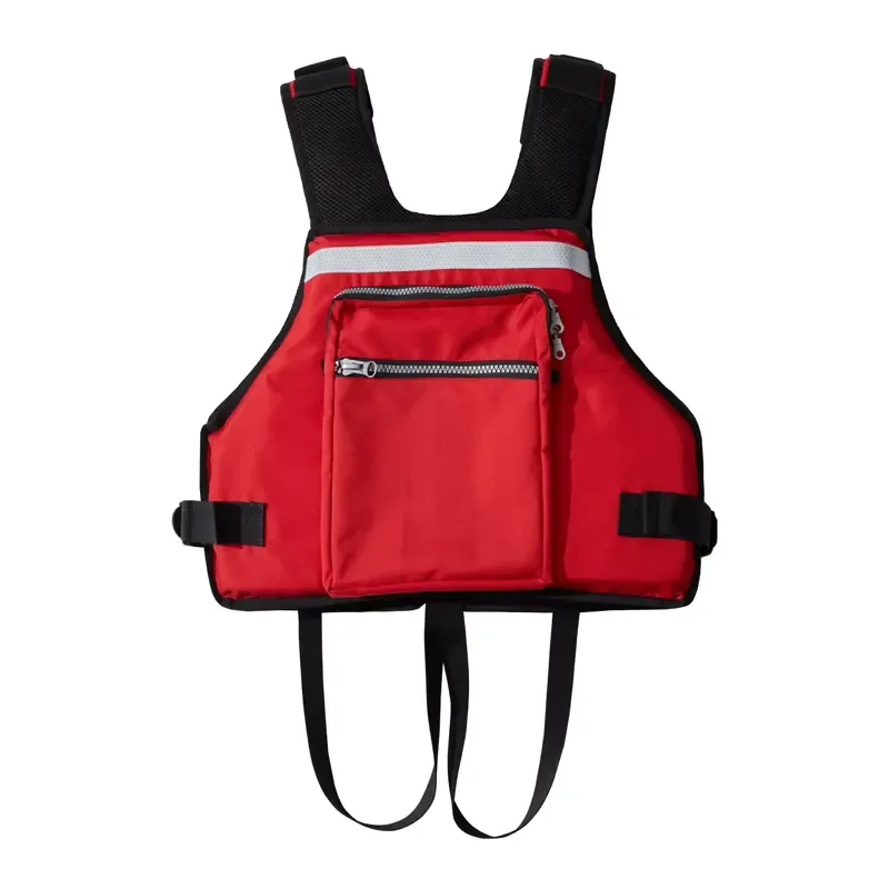 Red Life Jacket with Pockets and Belts for Fishing New Top Selling Safety Vest Outdoor Water Sports Gear Durable Design