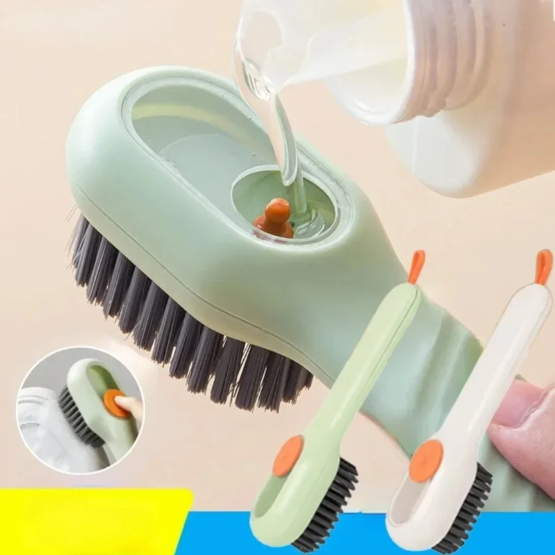 Spazzola Multifunzione per Pulizia Scarpe, Spazzola Automatica con Liquido Integrato, Manico Lungo, Spazzola per Vestiti, Utensili per Pulizie Domestiche