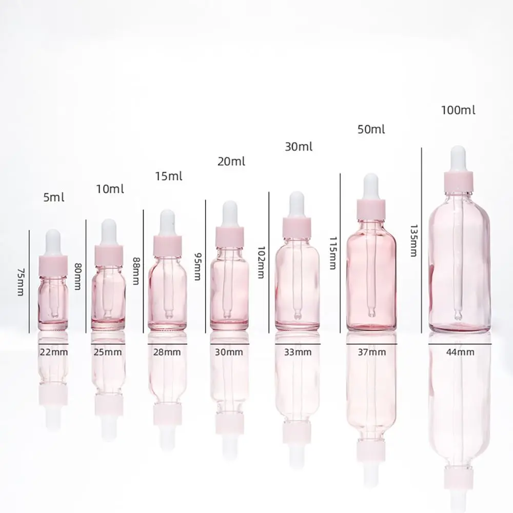 1 Uds botella cuentagotas rellenable dispensador de Perfume transparente de vidrio vacío 5ml 10ml 15ml 20ml 30ml 50ml 100ml botella de aceite de suero